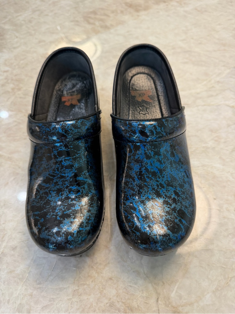 Dansko XP Blue Moon / Iridescent Paint Splatter Design  Sz 37.